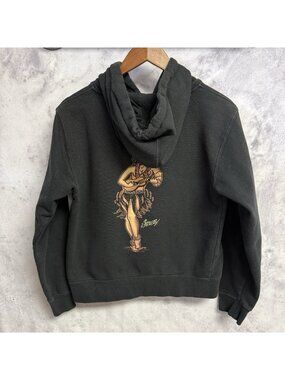 Vintage Sailor Jerry Hoodie Sweatshirt Black Full Zip Hawaii Hula Girl Small